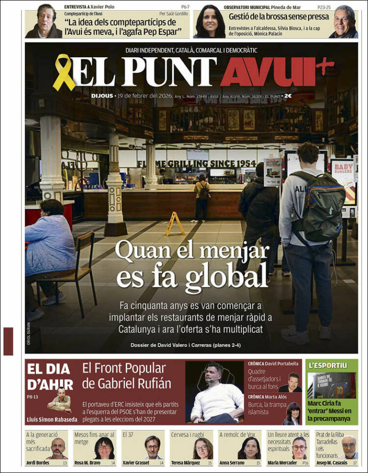 Portada de El Punt Avui (Espa&ntilde;a)
