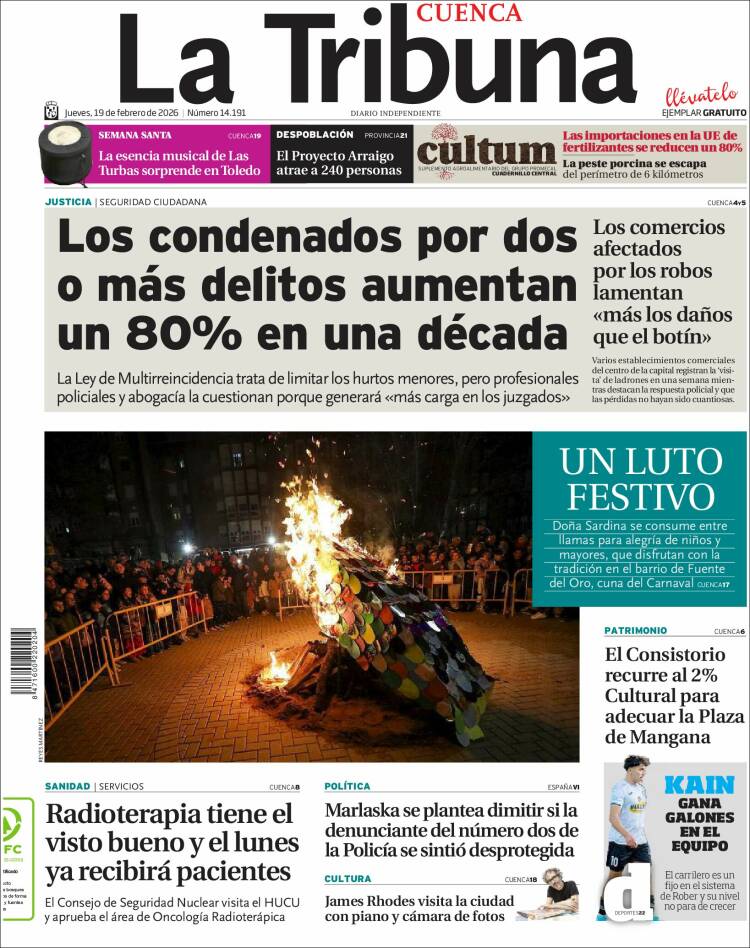 Portada de La Tribuna de Cuenca (Espa&ntilde;a)