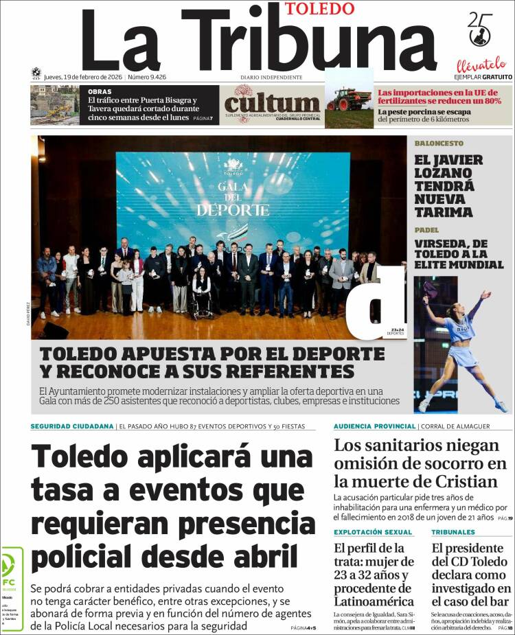 Portada de La Tribuna de Toledo (Espa&ntilde;a)