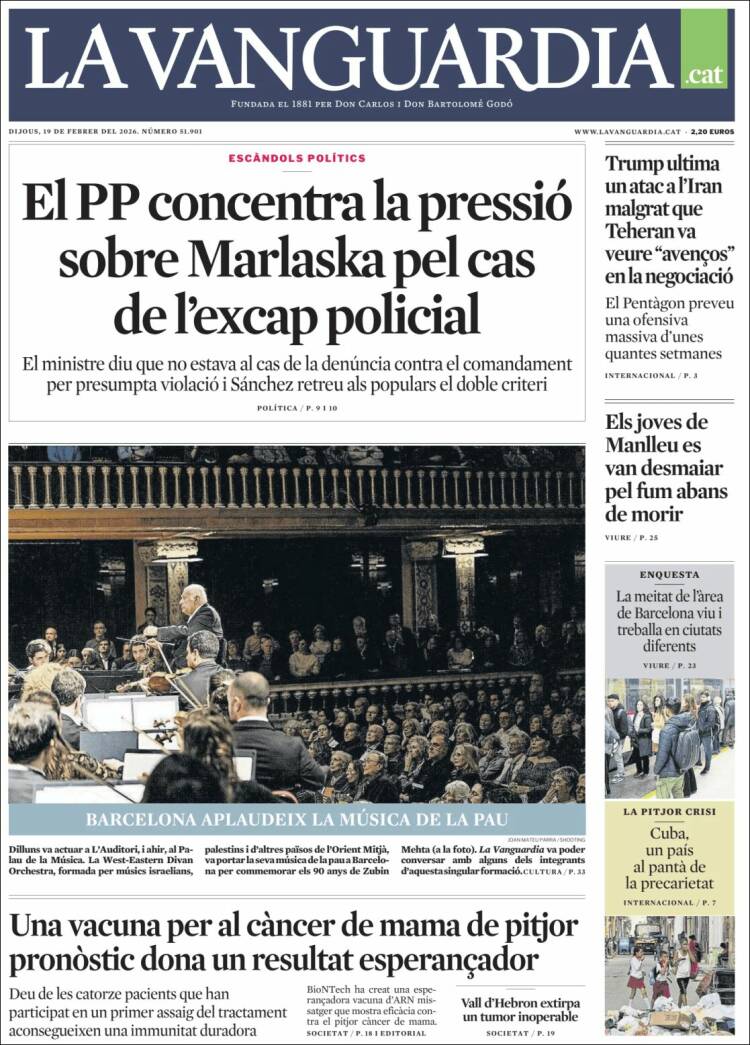 Portada de La Vanguardia (Espa&ntilde;a)
