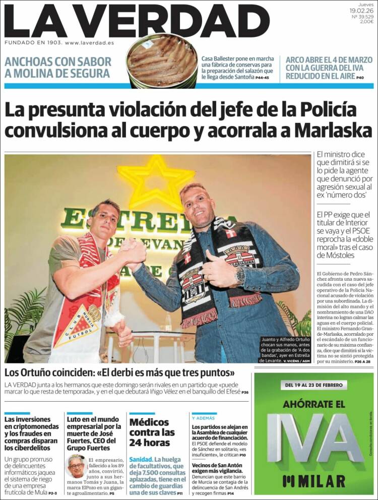Portada de La Verdad de Murcia (Espa&ntilde;a)
