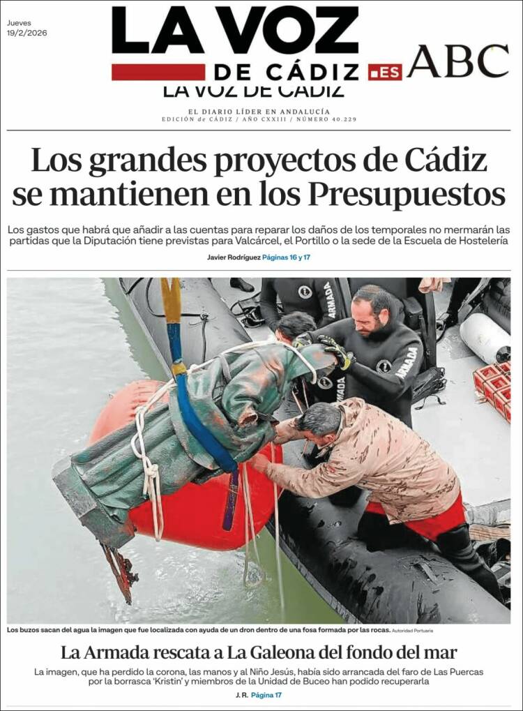 Portada de La Voz de Cádiz (Espa&ntilde;a)