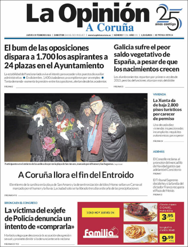 Portada de La Opinión de A Coruña (Espa&ntilde;a)