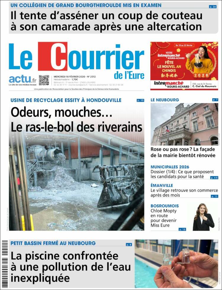 Portada de Le Courrier de l'Ouest (Francia)