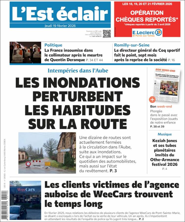 Portada de L'Est Eclair (Francia)