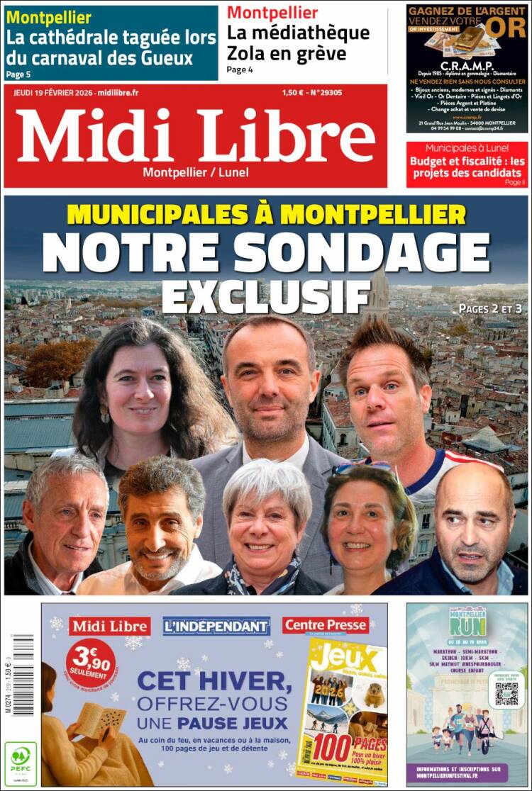 Portada de Midi Libre (Francia)