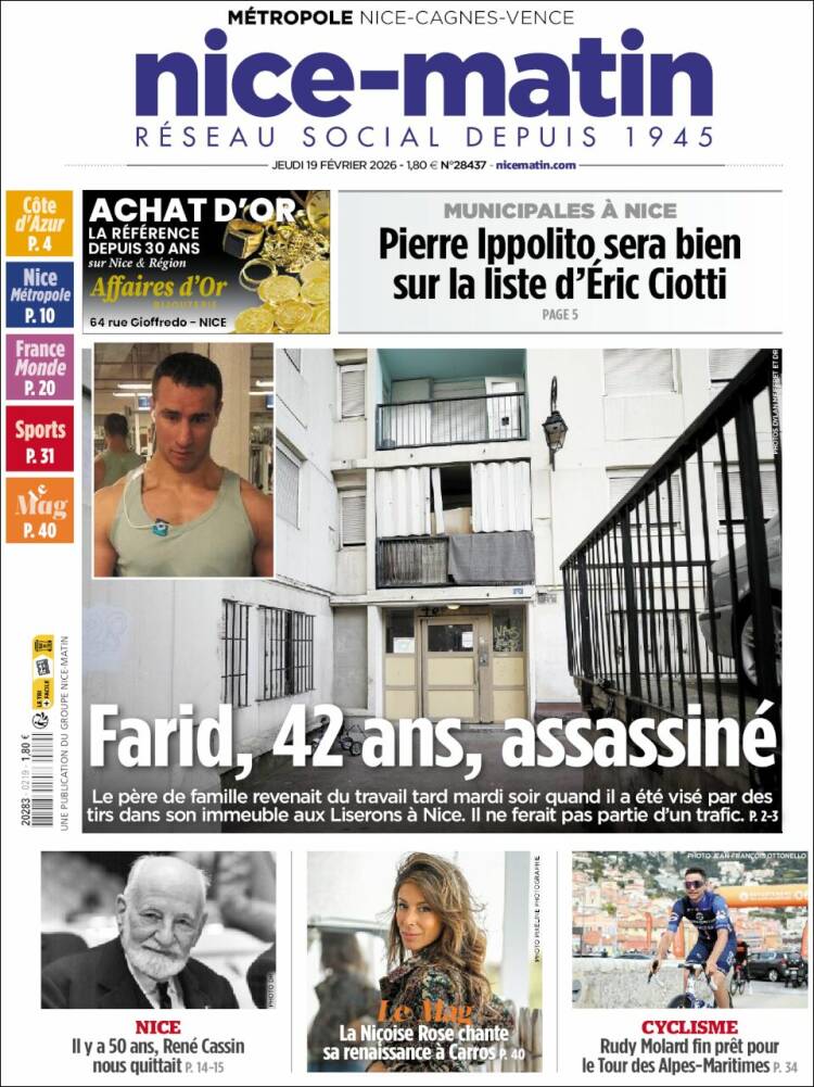 Portada de Nice-Matin (Francia)