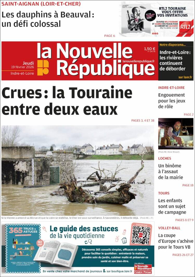 Portada de La Nouvelle Republique (Francia)