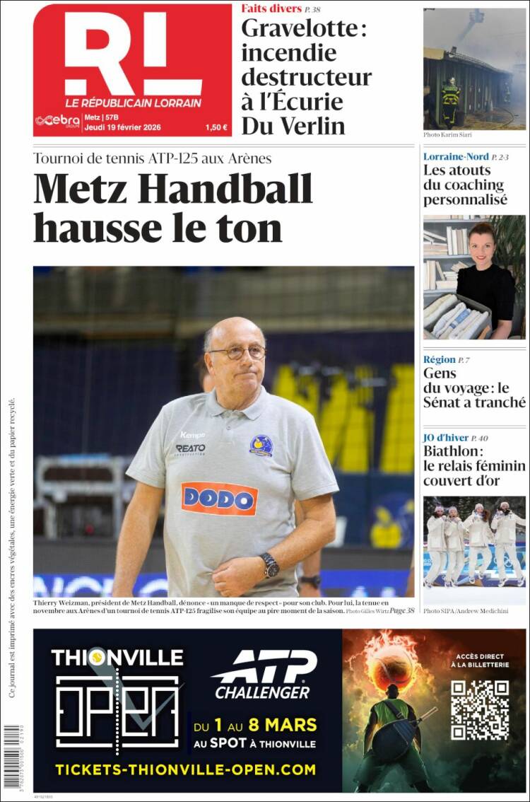 Portada de Le Republicain Lorrain (Francia)