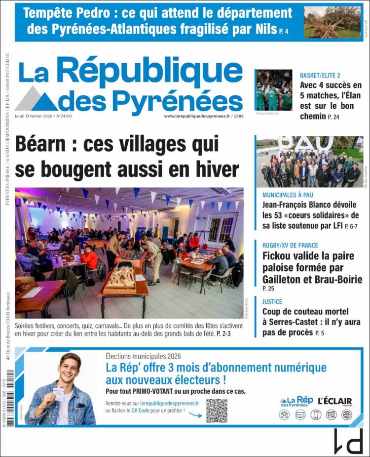 Portada de La République des Pyrénées (Francia)