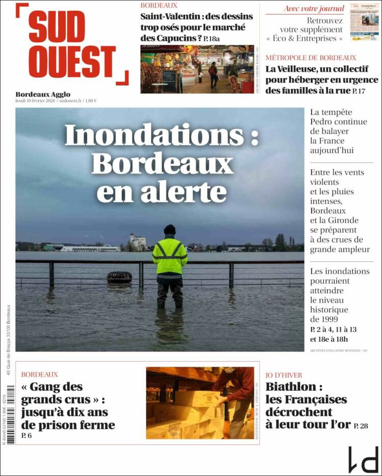 Portada de Sud Ouest (Francia)