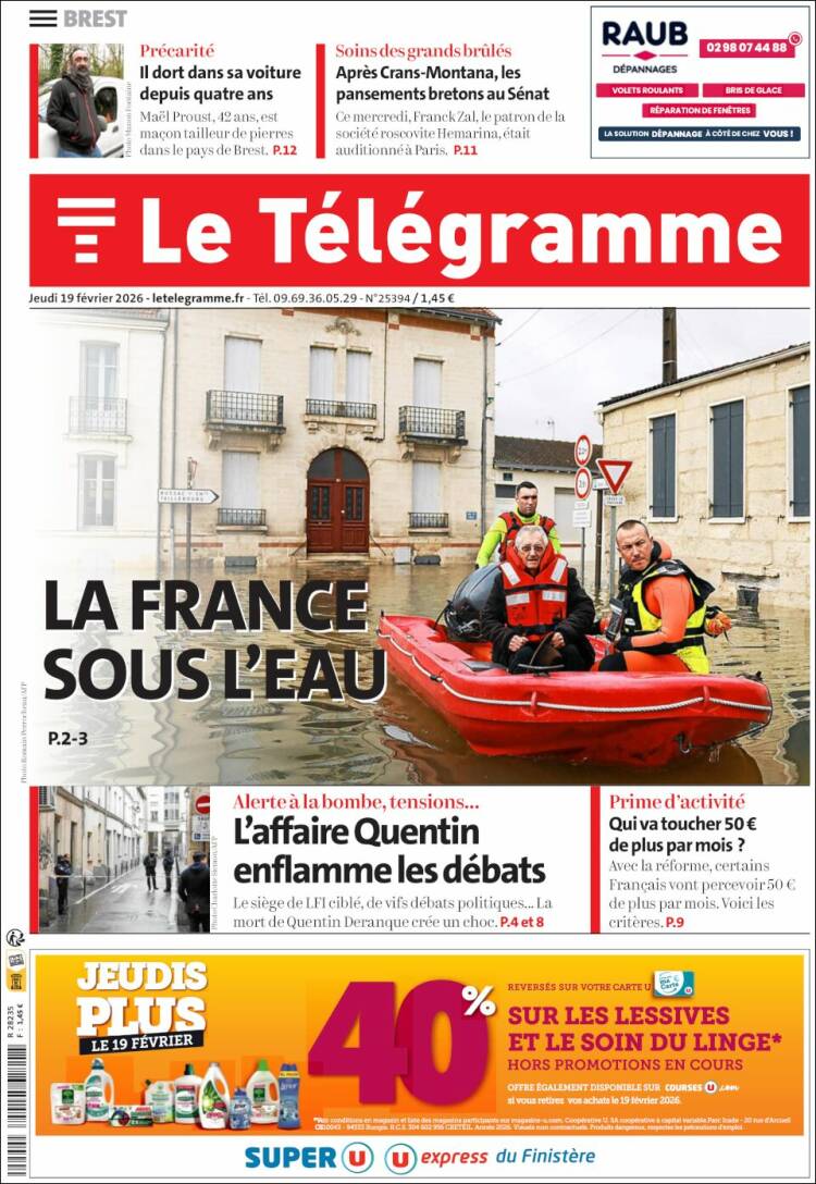 Portada de Télégramme (Francia)