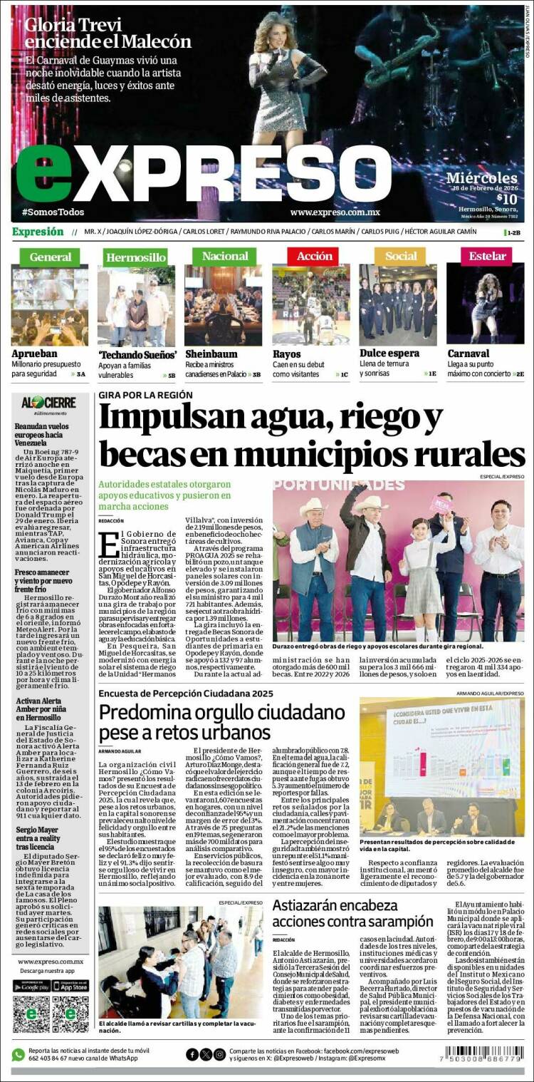 Portada de Expreso (M&eacute;xico)