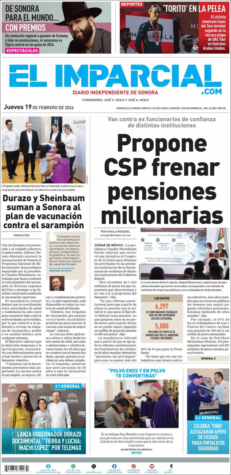 Portada de El Imparcial (M&eacute;xico)