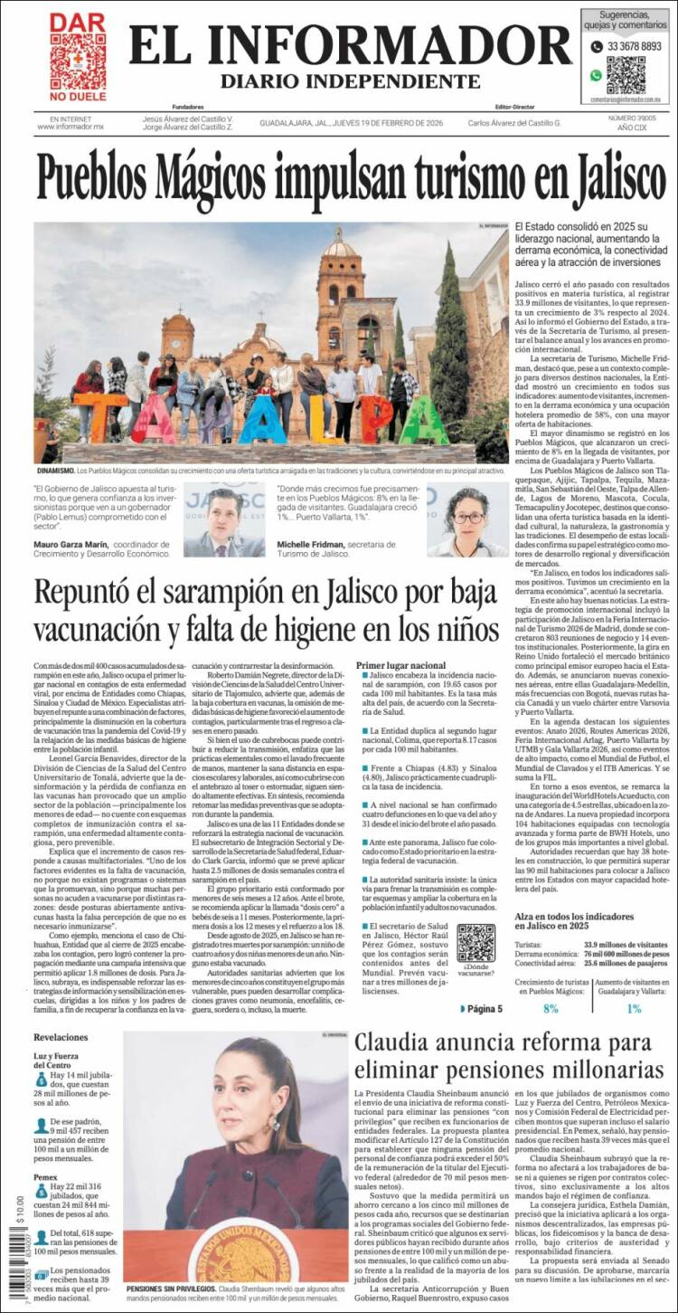 Portada de El Informador (M&eacute;xico)