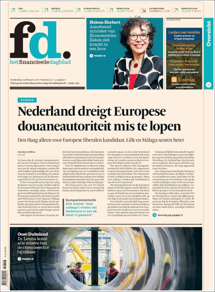 Portada de Het Financieele Dagblad (Pa&iacute;ses Bajos)