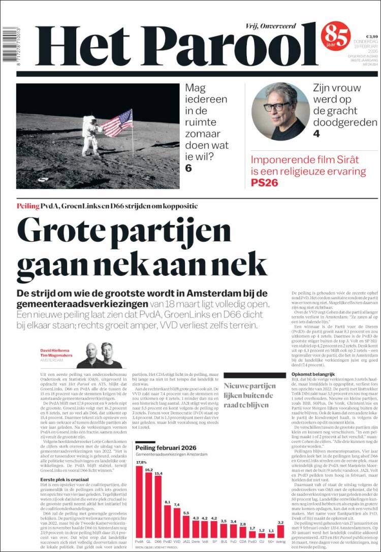 Portada de Het Parool (Pa&iacute;ses Bajos)
