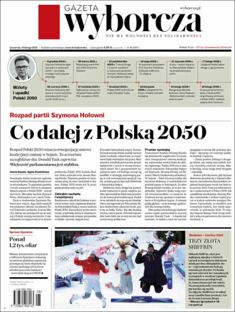 Portada de Gazeta Wyborcza (Polonia)