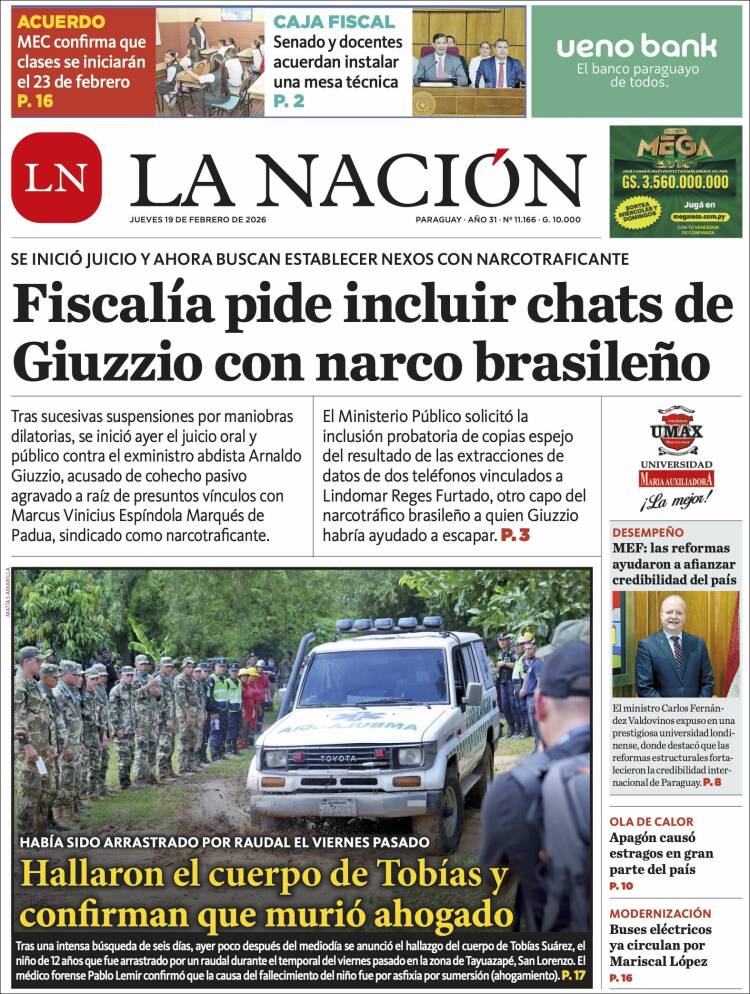 Portada de La Nación (Paraguay)