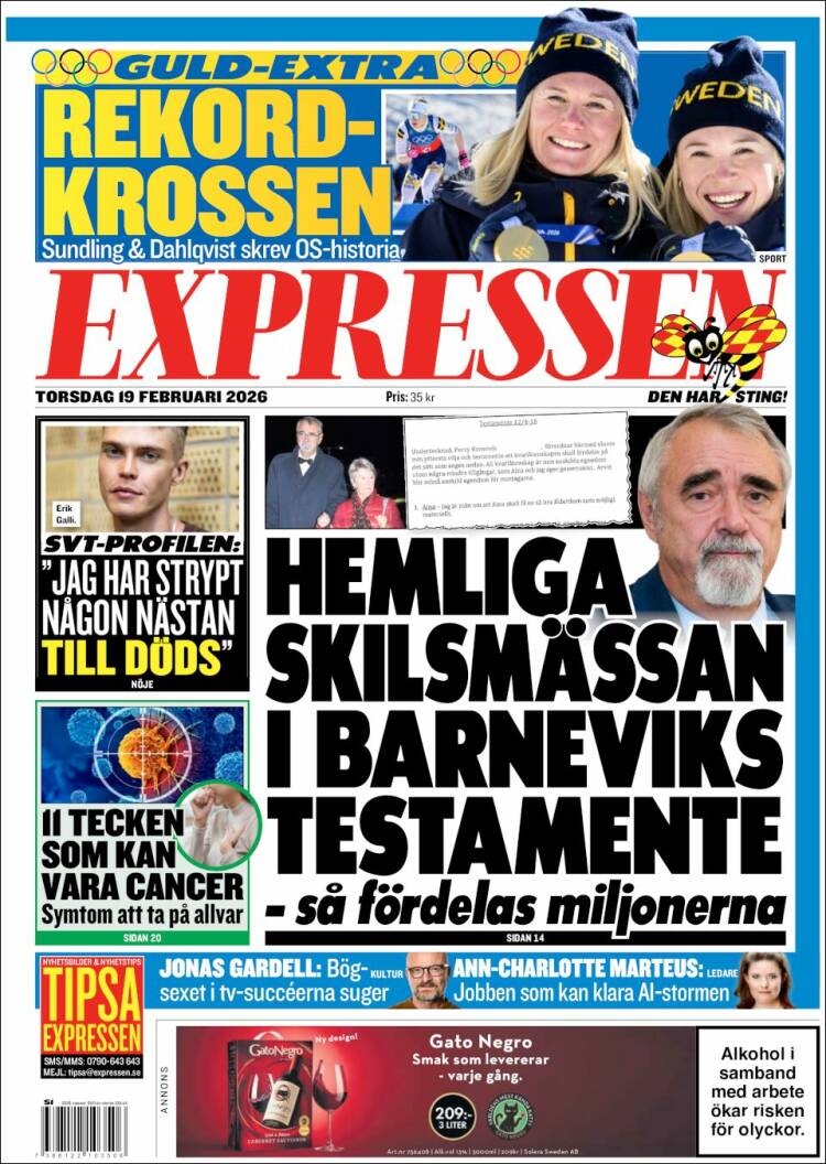 Portada de Expressen (Suecia)