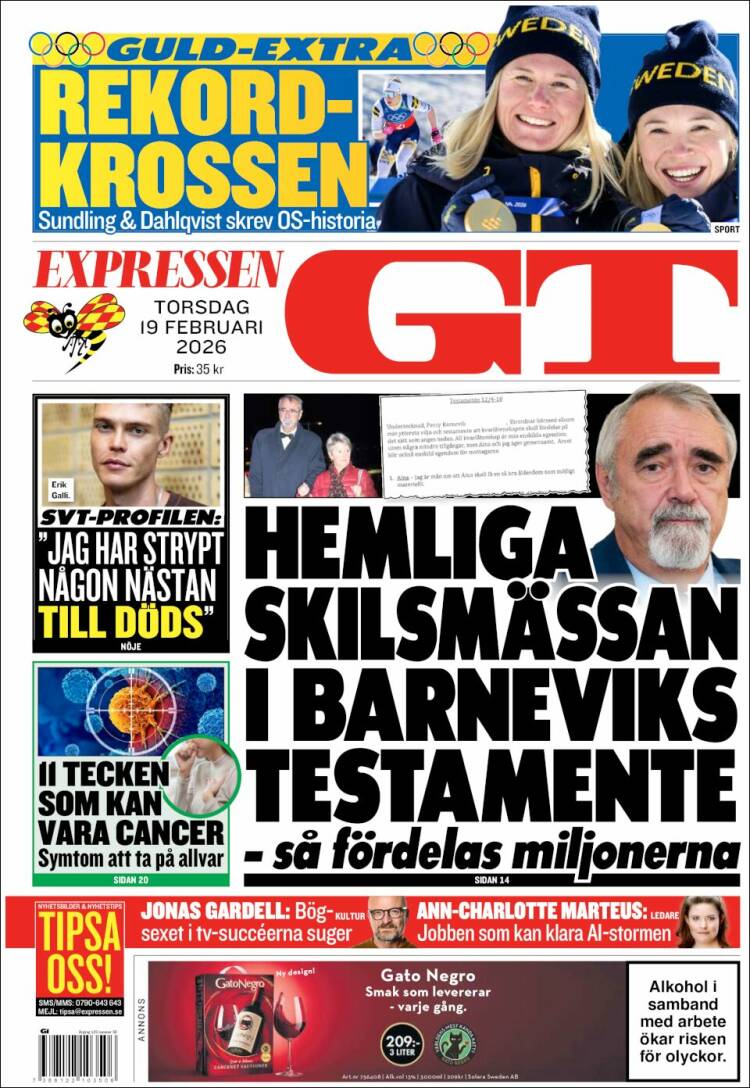 Portada de Göteborgstidningen (Suecia)