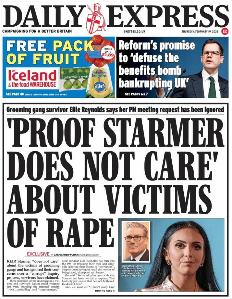 Portada de Daily Express (Reino Unido)