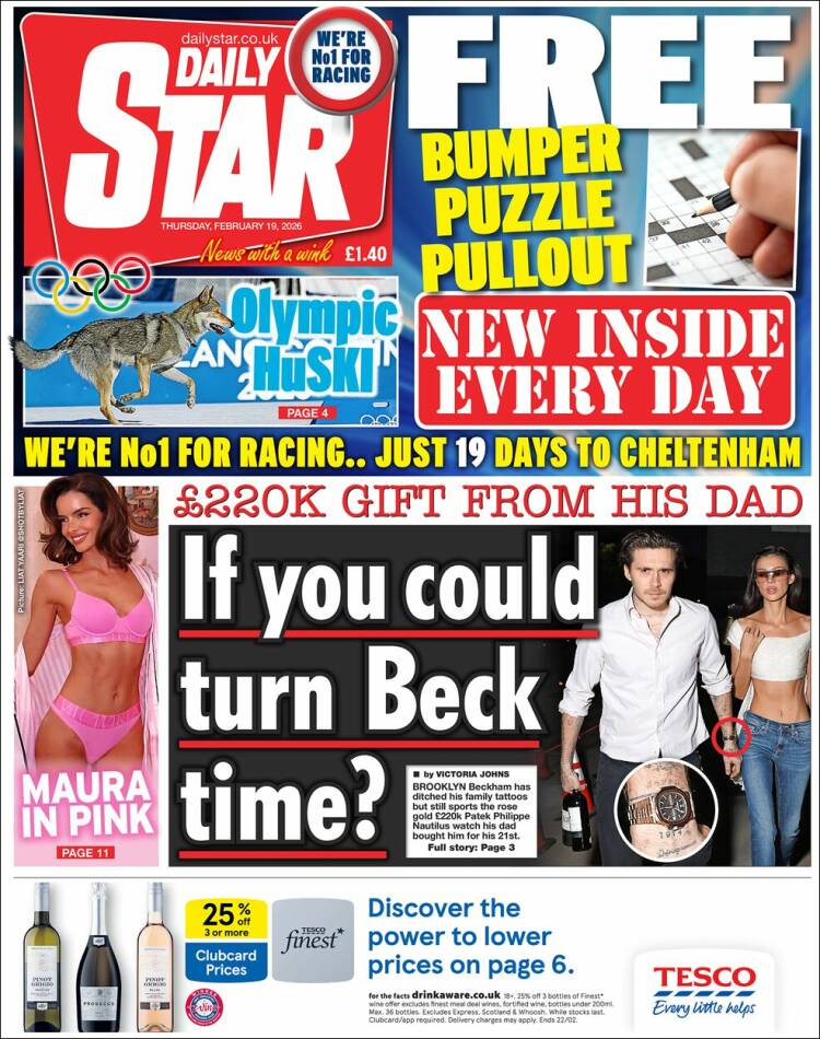 Portada de Daily Star (Reino Unido)