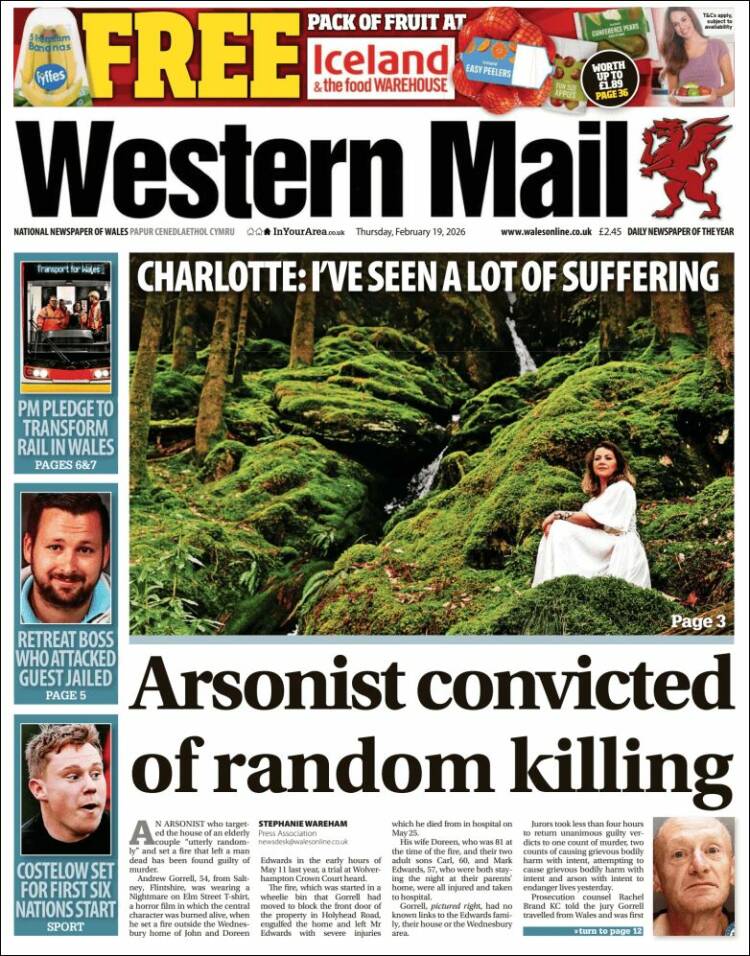 Portada de Western Mail (Reino Unido)