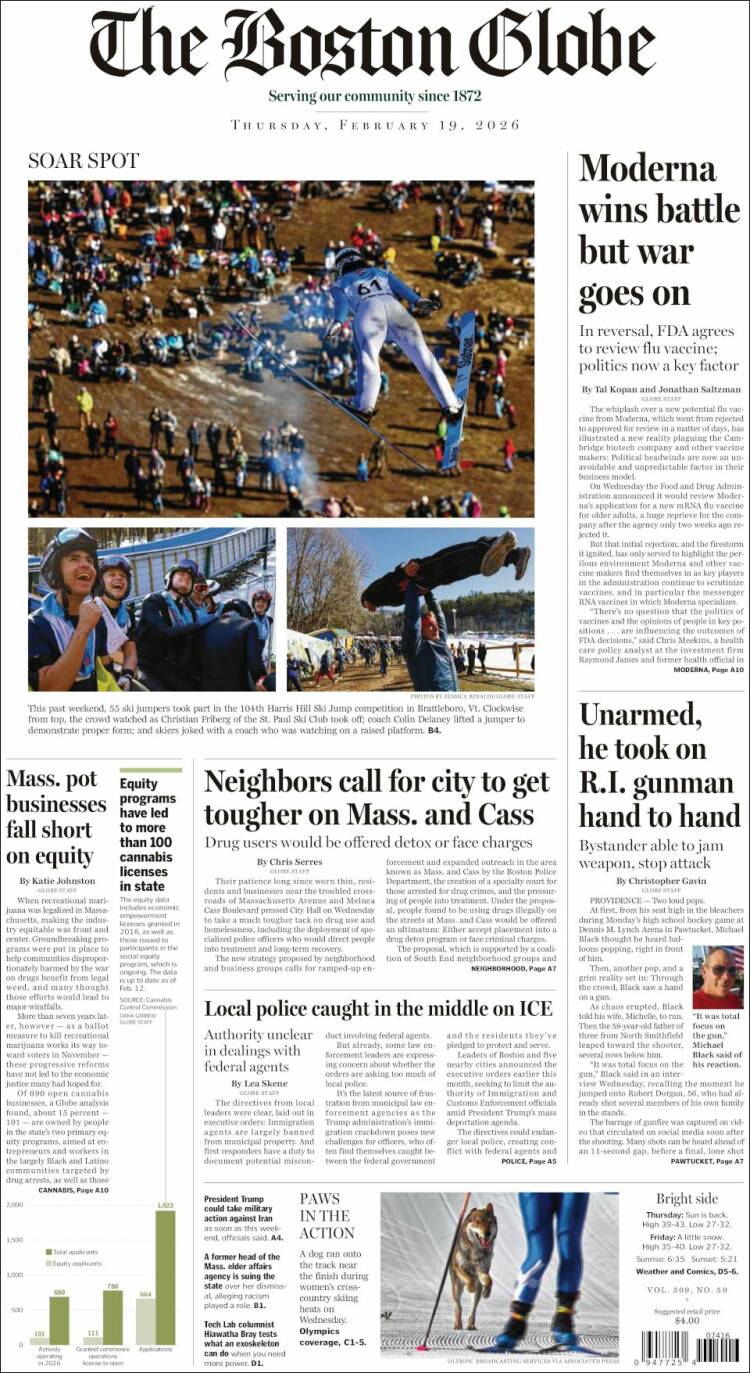 Portada de Boston Globe (USA)
