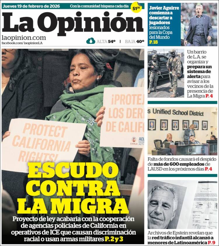 Portada de La Opinión (USA)