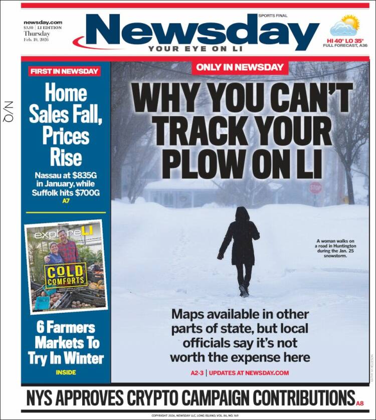 Portada de Newsday (USA)