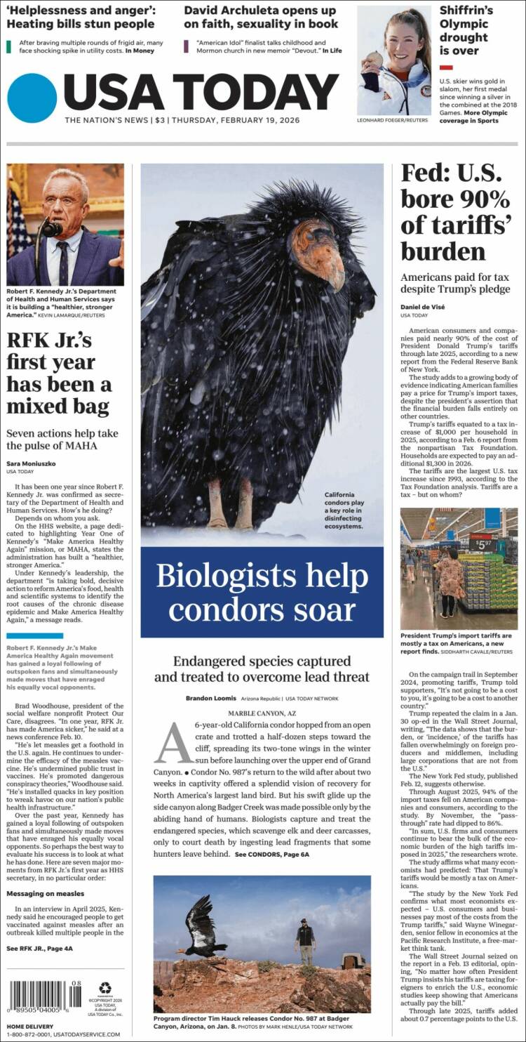 Portada de USA Today (USA)