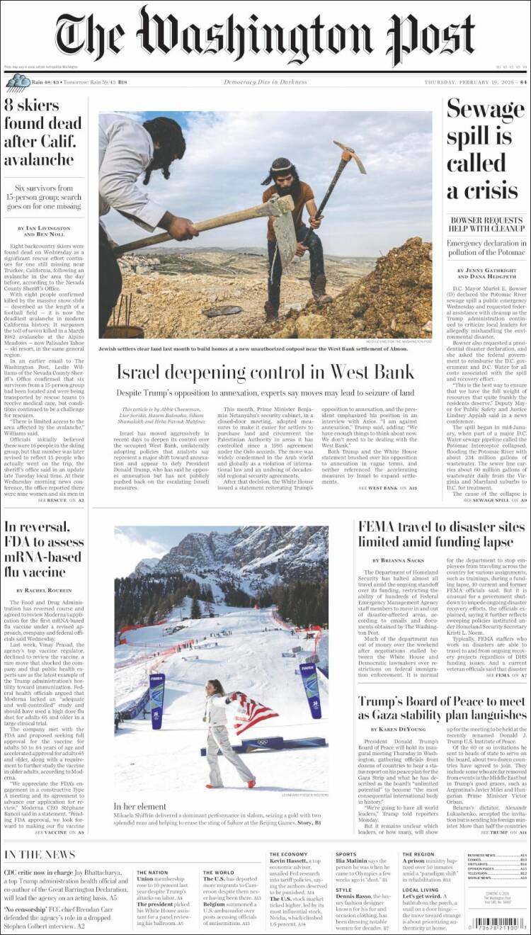 Portada de The Washington Post (USA)