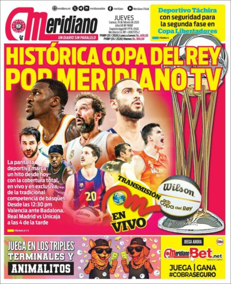 Portada de Meridiano (Venezuela)