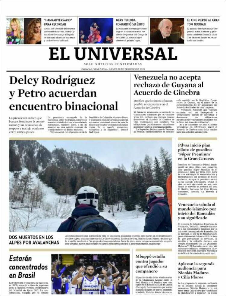 Portada de Universal (Venezuela)