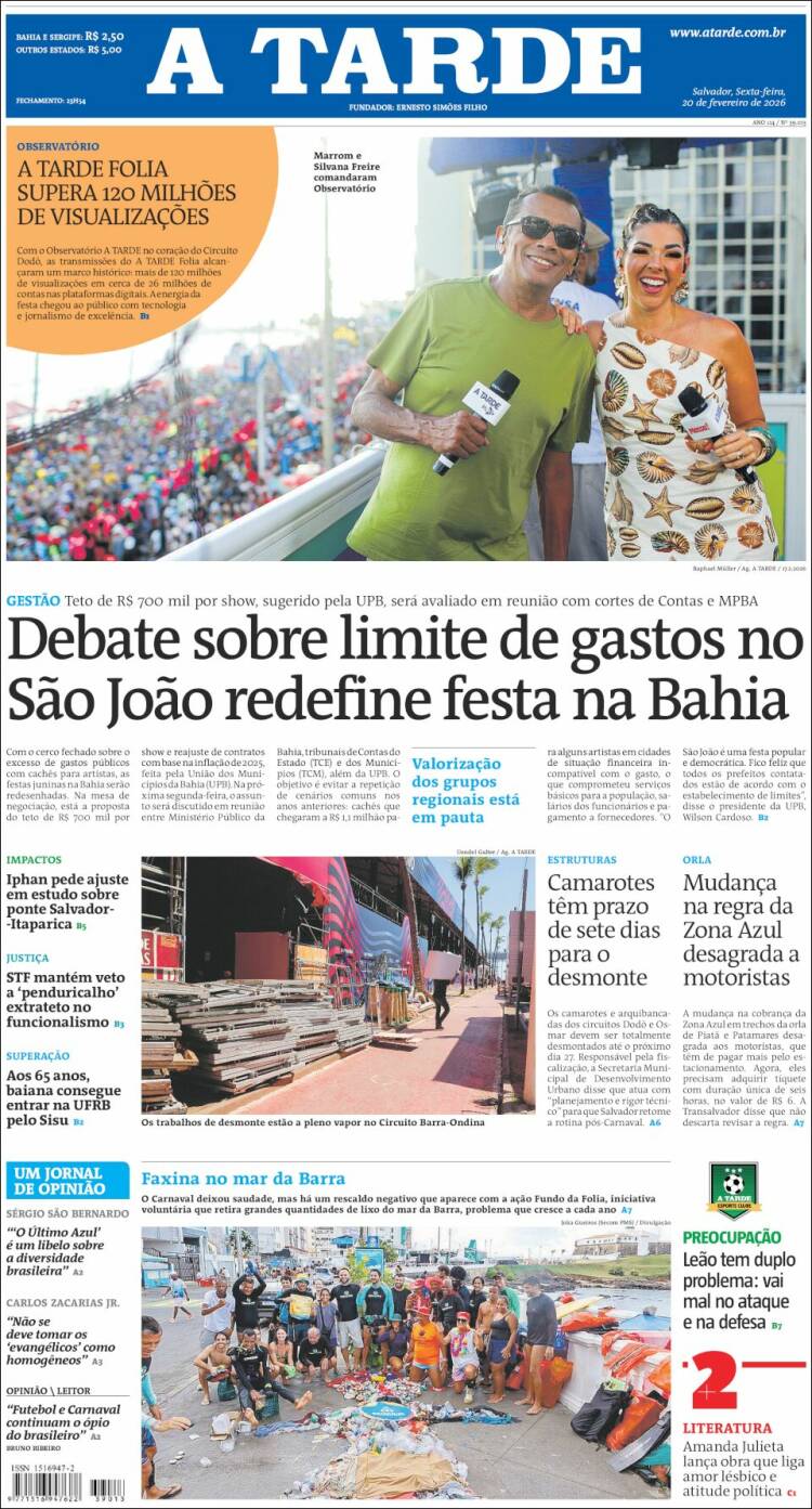 Portada de Diário A Tarde (Brasil)