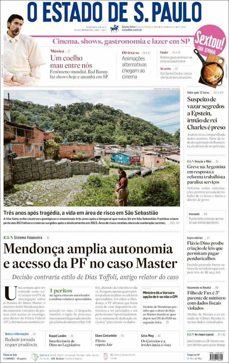 Portada de O Estado de São Paulo (Brasil)