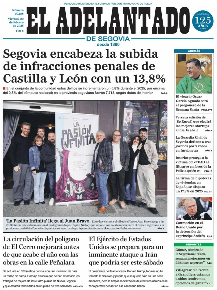 Portada de El Adelantado de Segovia (Espa&ntilde;a)