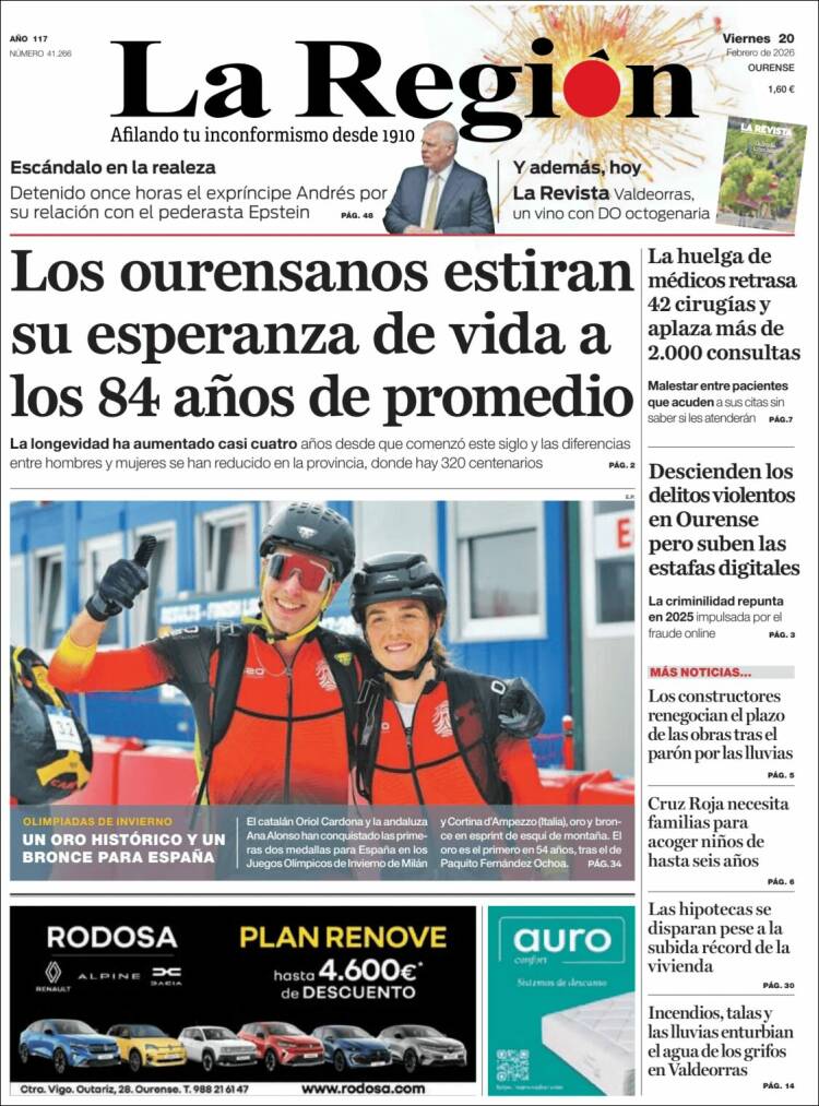 Portada de La Región de Ourense (Espa&ntilde;a)