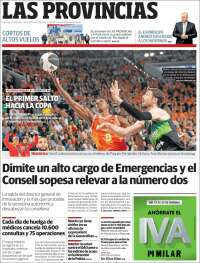 Portada de Las Provincias (Espa&ntilde;a)