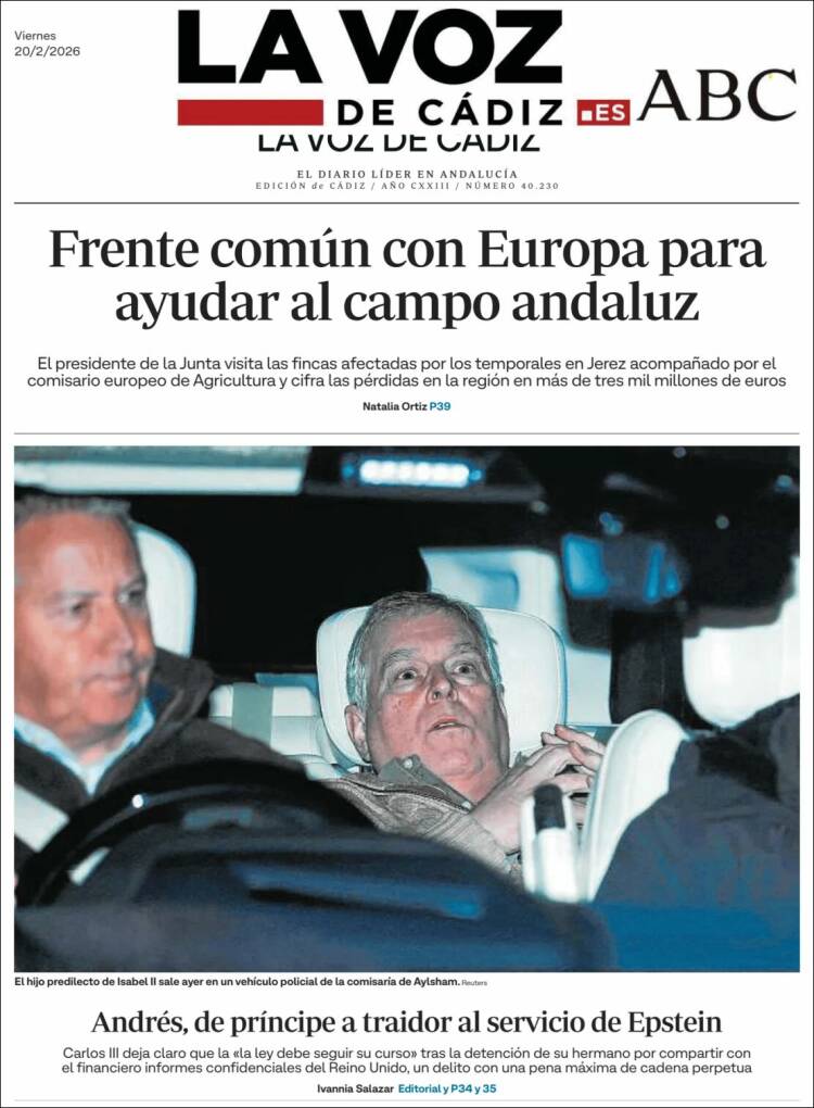 Portada de La Voz de Cádiz (Espa&ntilde;a)