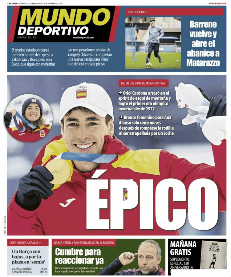 Portada de Mundo Deportivo Gipuzkoa (Espa&ntilde;a)