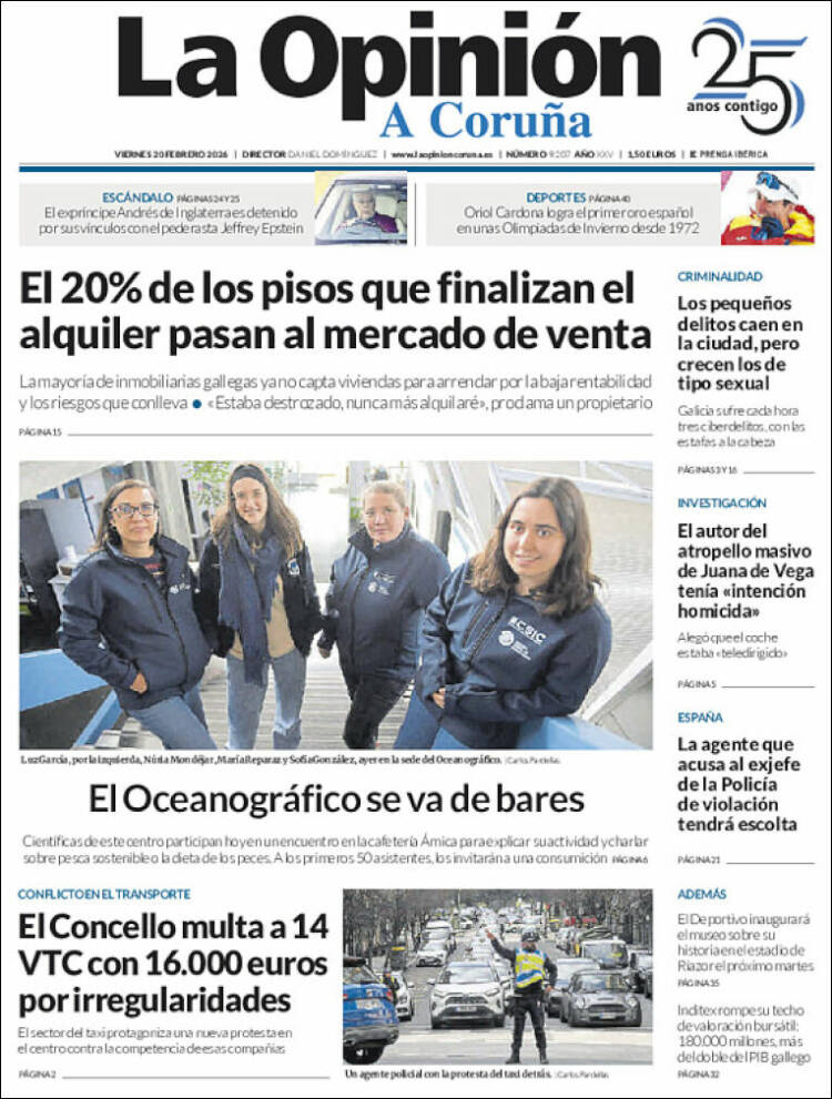 Portada de La Opinión de A Coruña (Espa&ntilde;a)