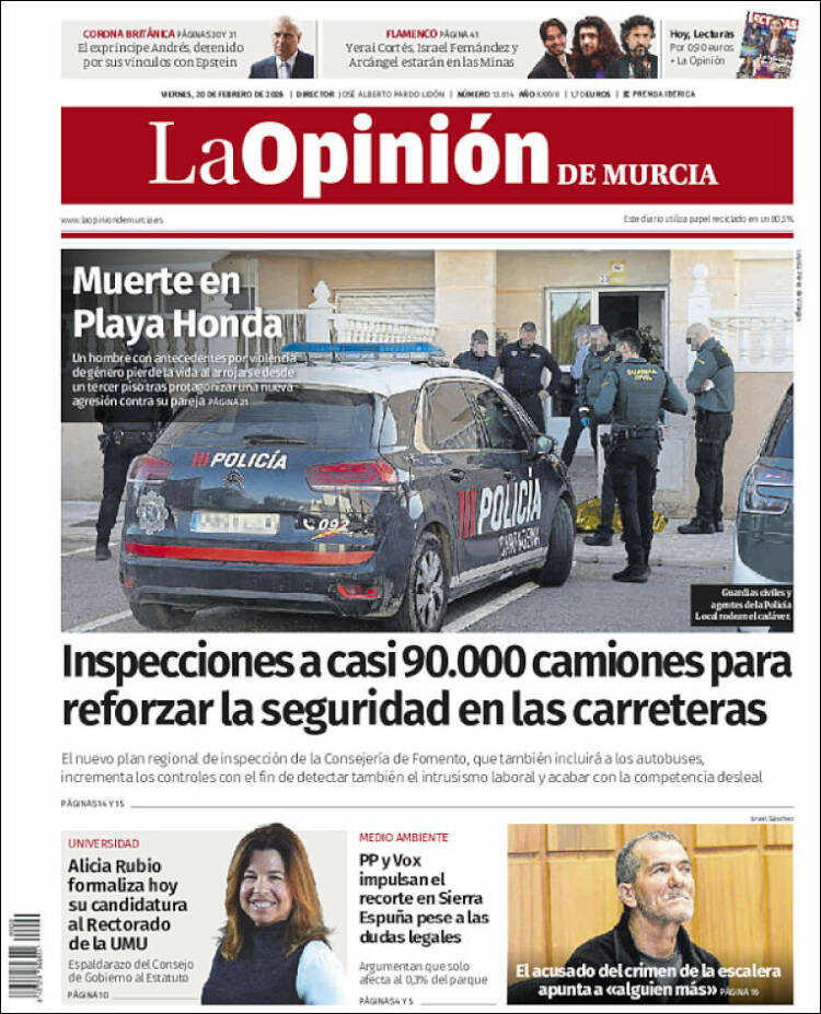 Portada de La Opinión de Murcia (Espa&ntilde;a)
