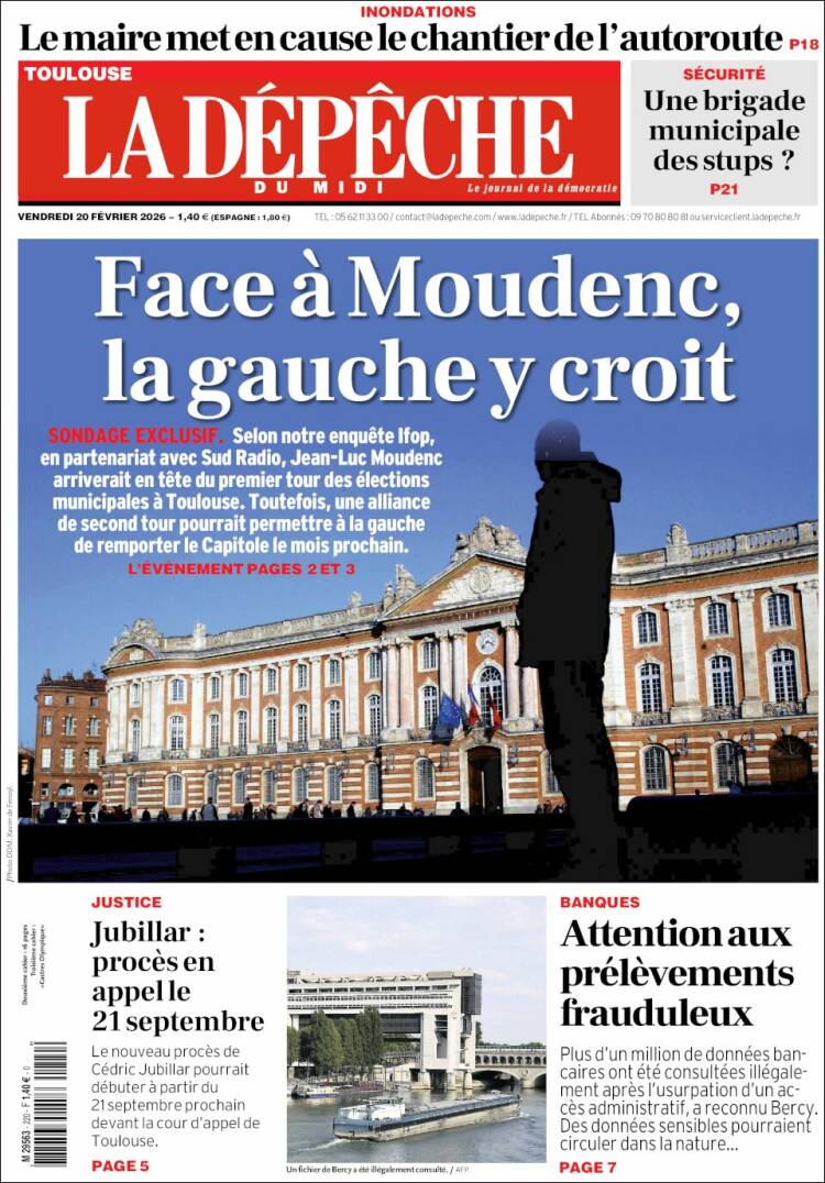 Portada de La Dépêche du Midi (Francia)