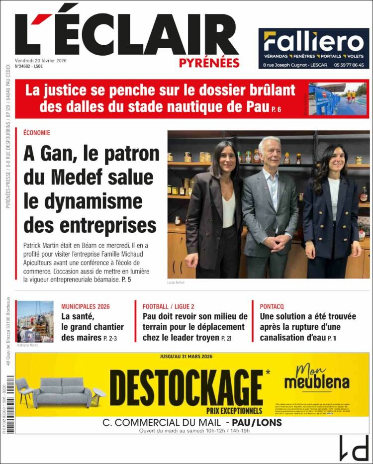 Portada de L'Eclair des Pyrénées (Francia)