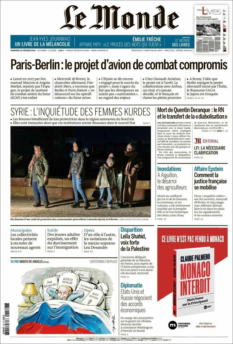 Portada de Le Monde (Francia)