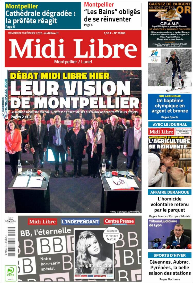 Portada de Midi Libre (Francia)