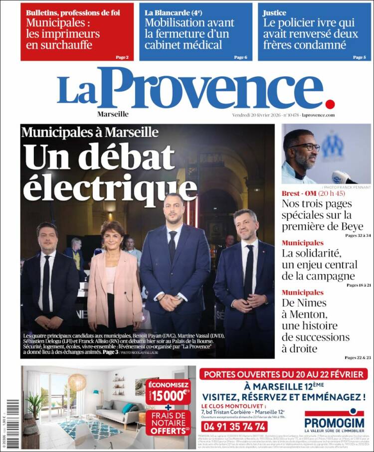 Portada de La Provence (Francia)