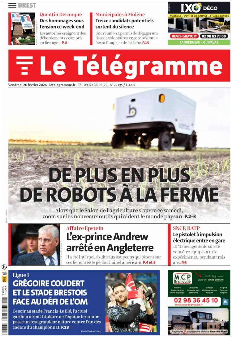 Portada de Télégramme (Francia)